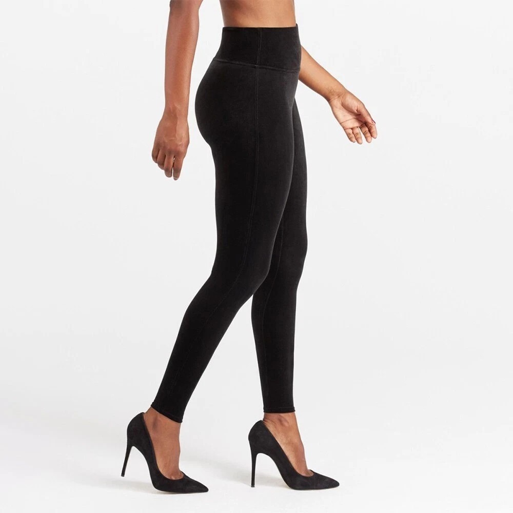 SPANX Ready to Wow Black Velvet Shapewear High‎ Waisted Leggings Style 2070 XL